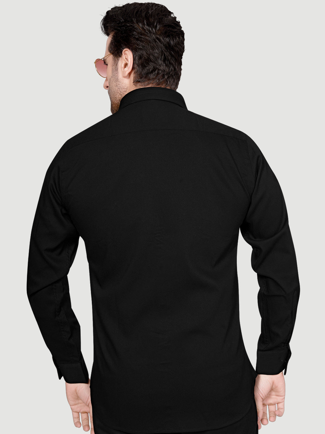 Black and White Men's Designer Shirt with Collar Accessory & Designer Broach Black