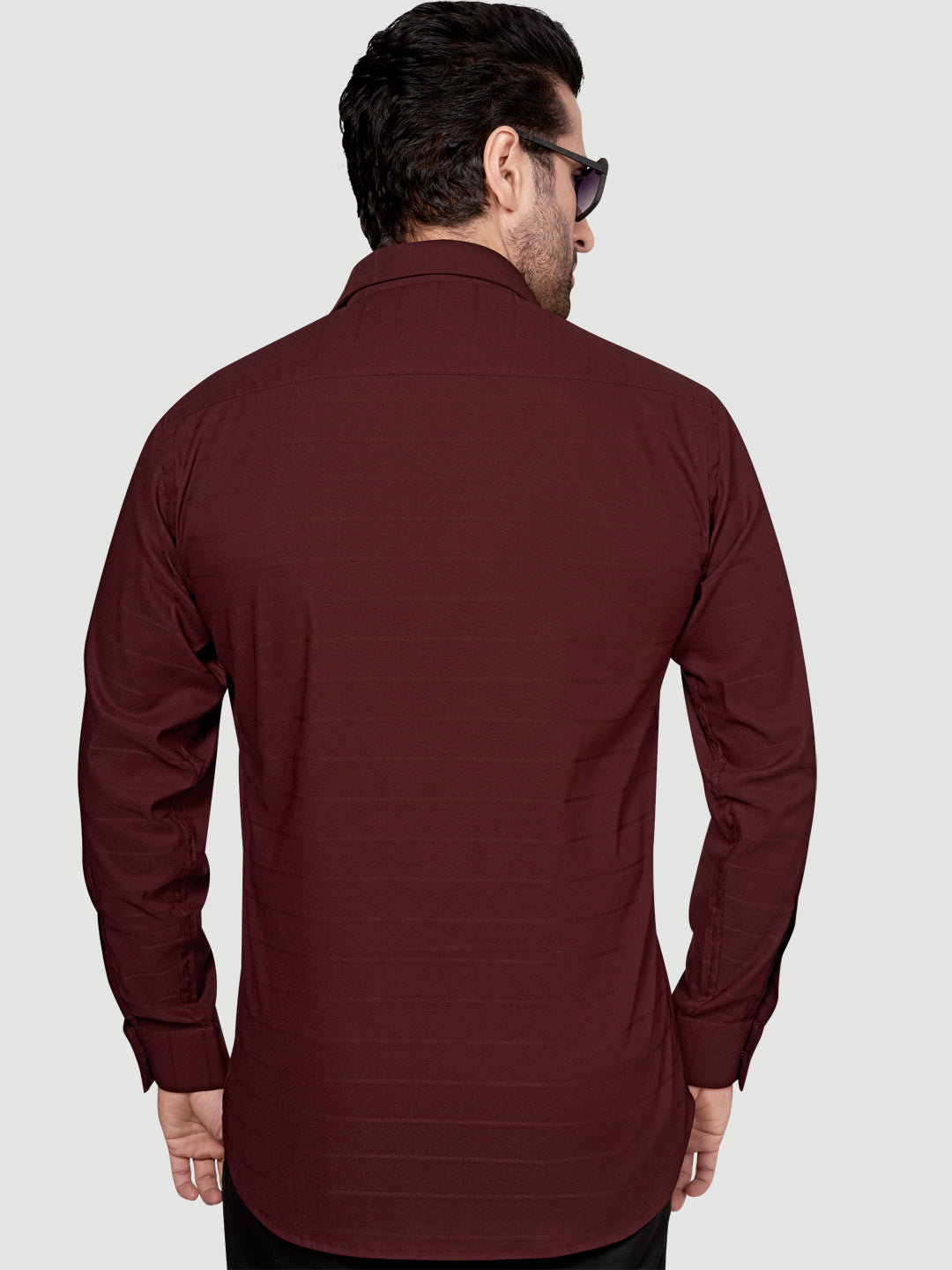 Black and White Men's Designer Shirt with Collar Accessory & Designer Broach Maroon
