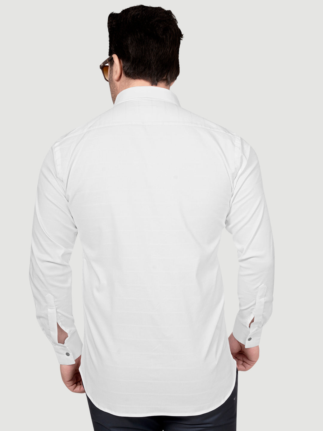 Black and White Men's Designer Shirt with Collar Accessory & Designer Broach White
