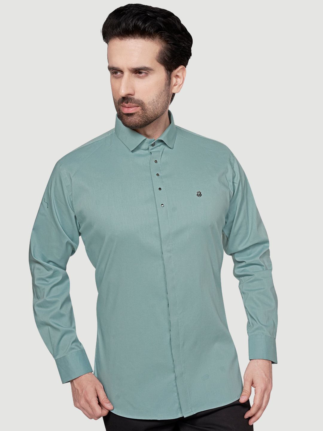 Black & White Designer Shirts with Shimmer Buttons Light Grey