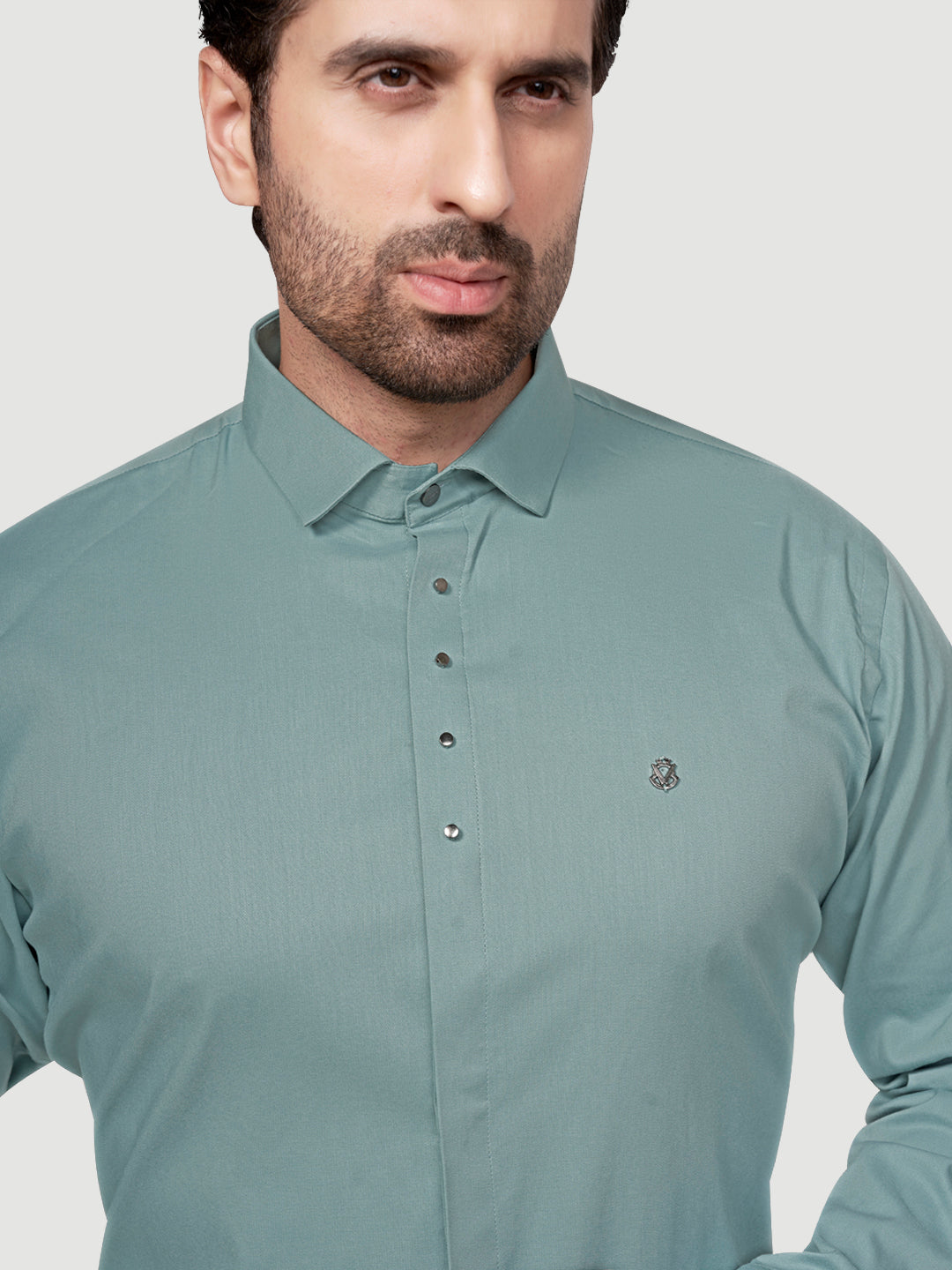 Black & White Designer Shirts with Shimmer Buttons Light Grey