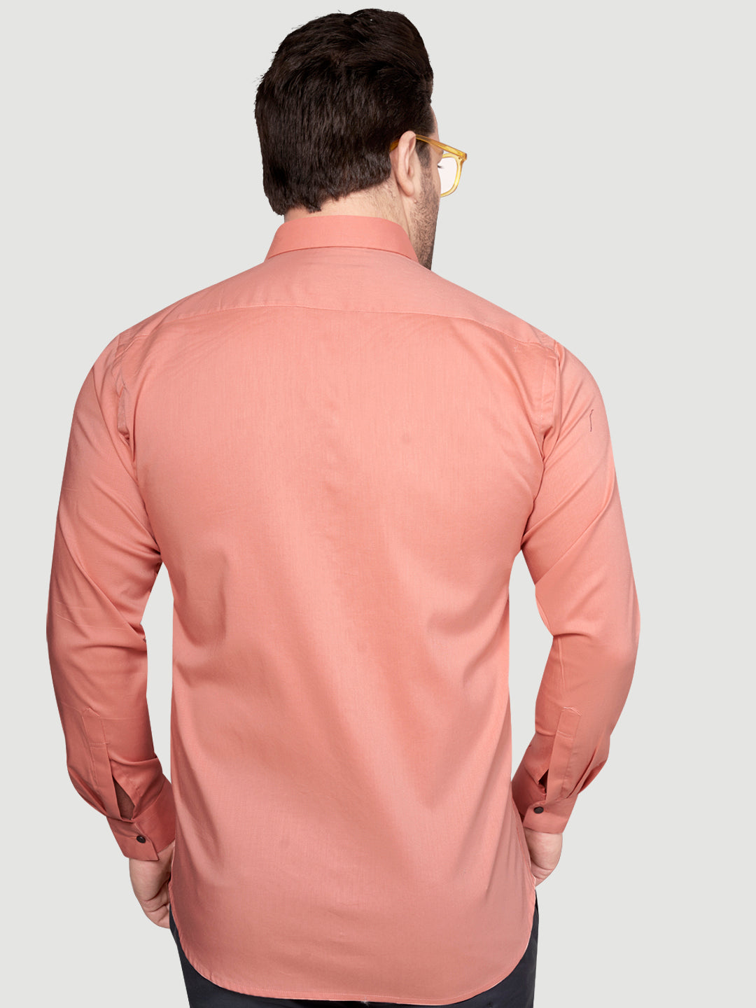 Black & White Designer Shirts with Shimmer Buttons Peach