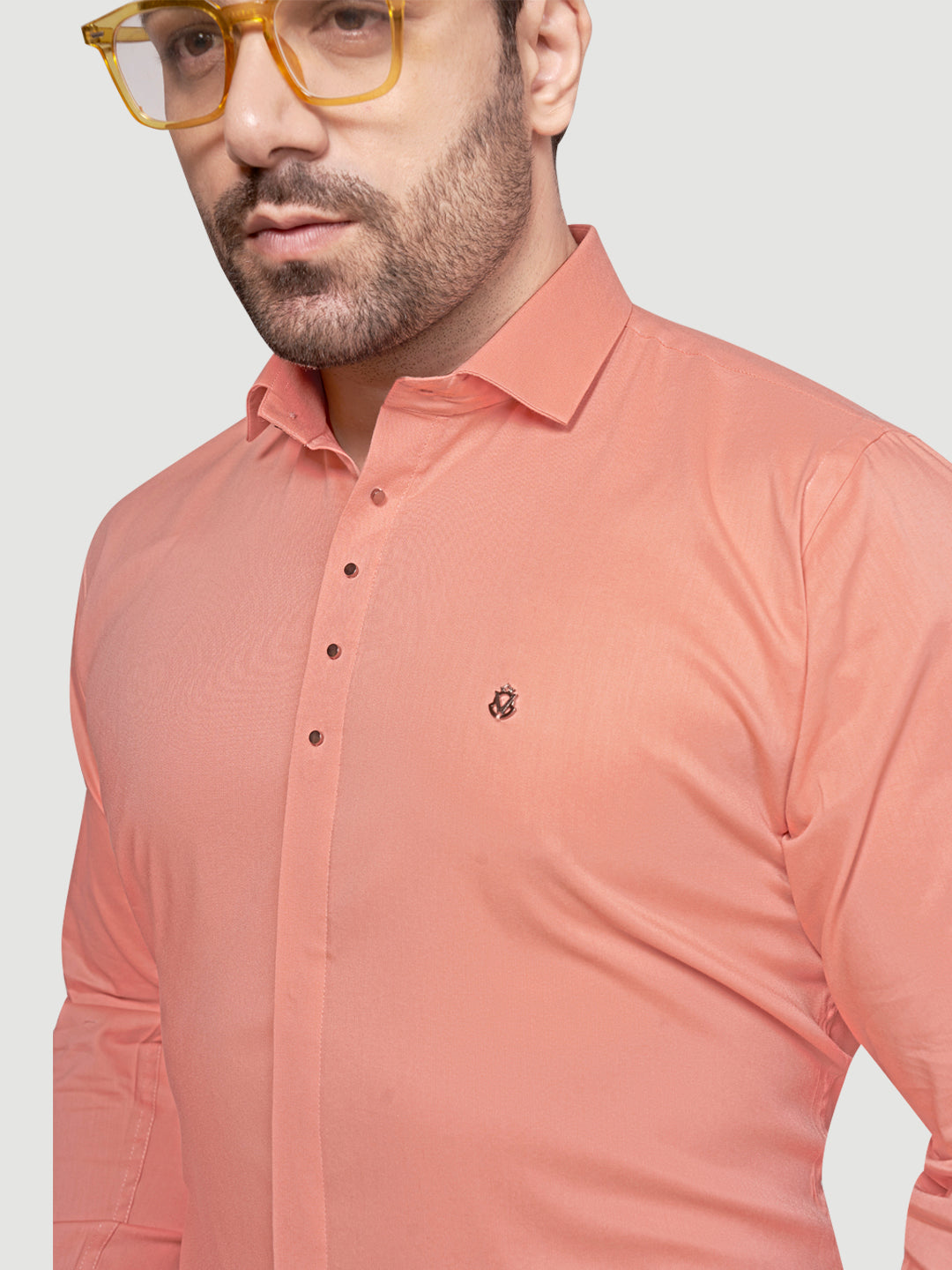 Black & White Designer Shirts with Shimmer Buttons Peach