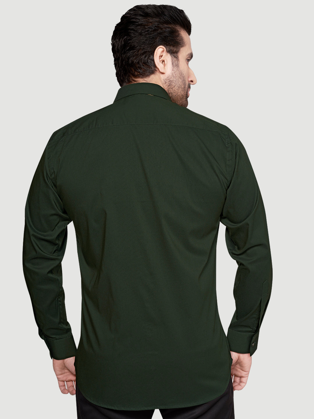 Black & White Designer Shirts with Shimmer Buttons Bottle Green