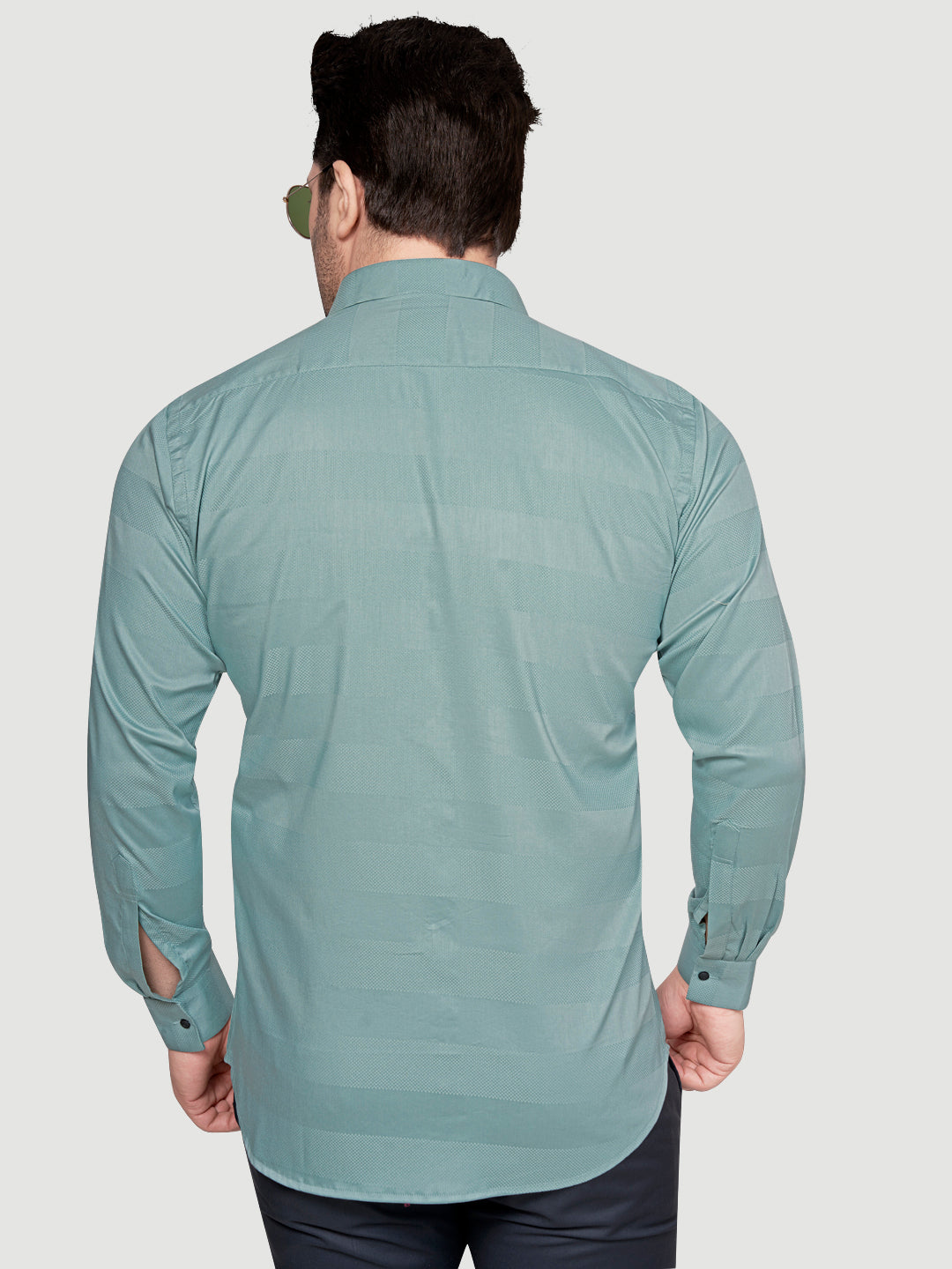 Black and White Men's Designer Shirt with Collar Accessory & Designer Broach Green