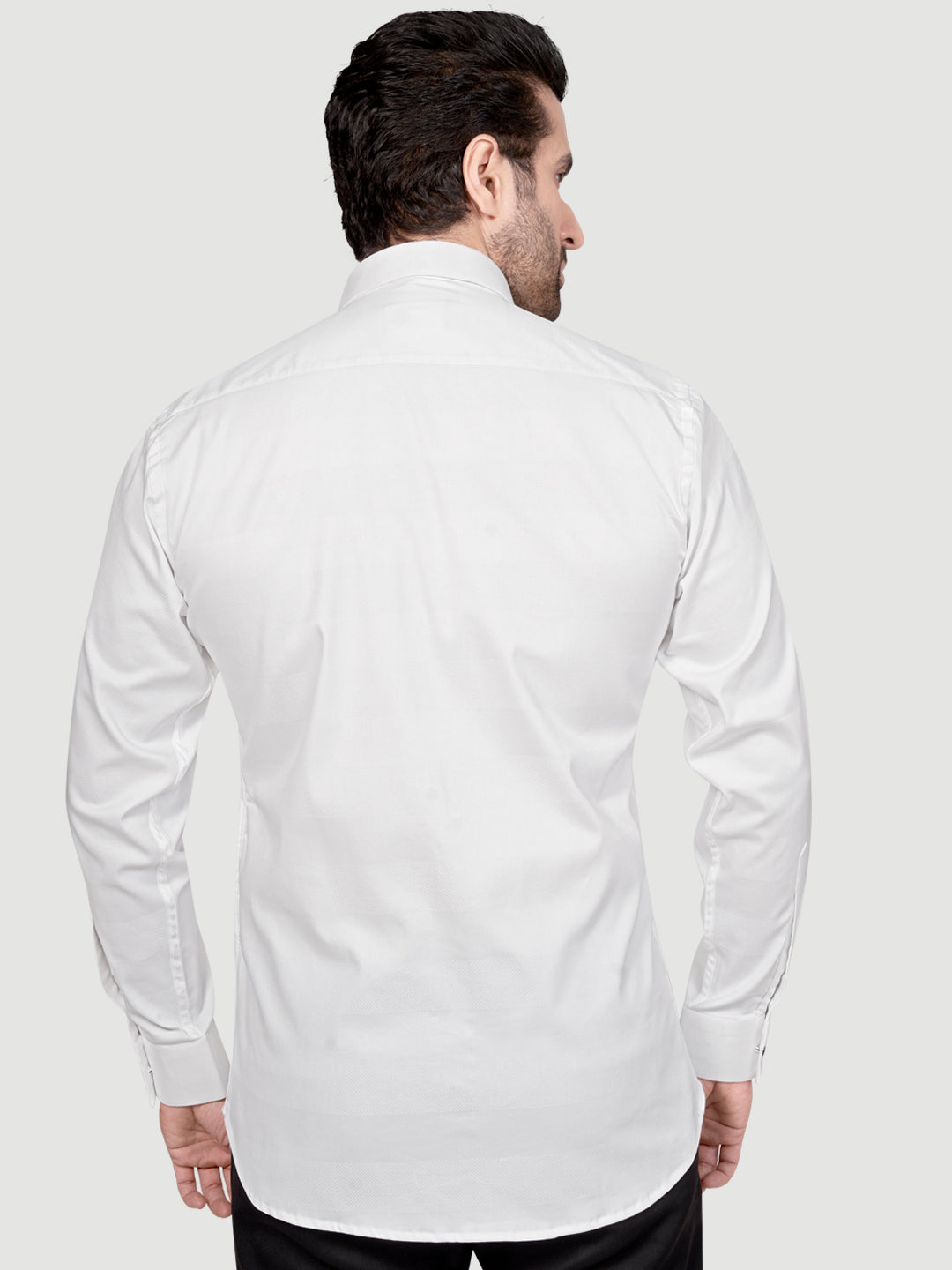 Black and White Men's Designer Shirt with Collar Accessory & Designer Broach White