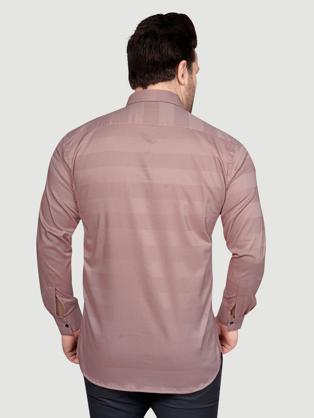 Black and White Men's Designer Shirt with Collar Accessory & Designer Broach Peach