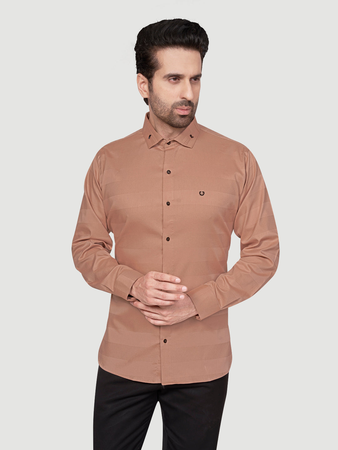 Black and White Men's Designer Shirt with Collar Accessory & Designer Broach Orange