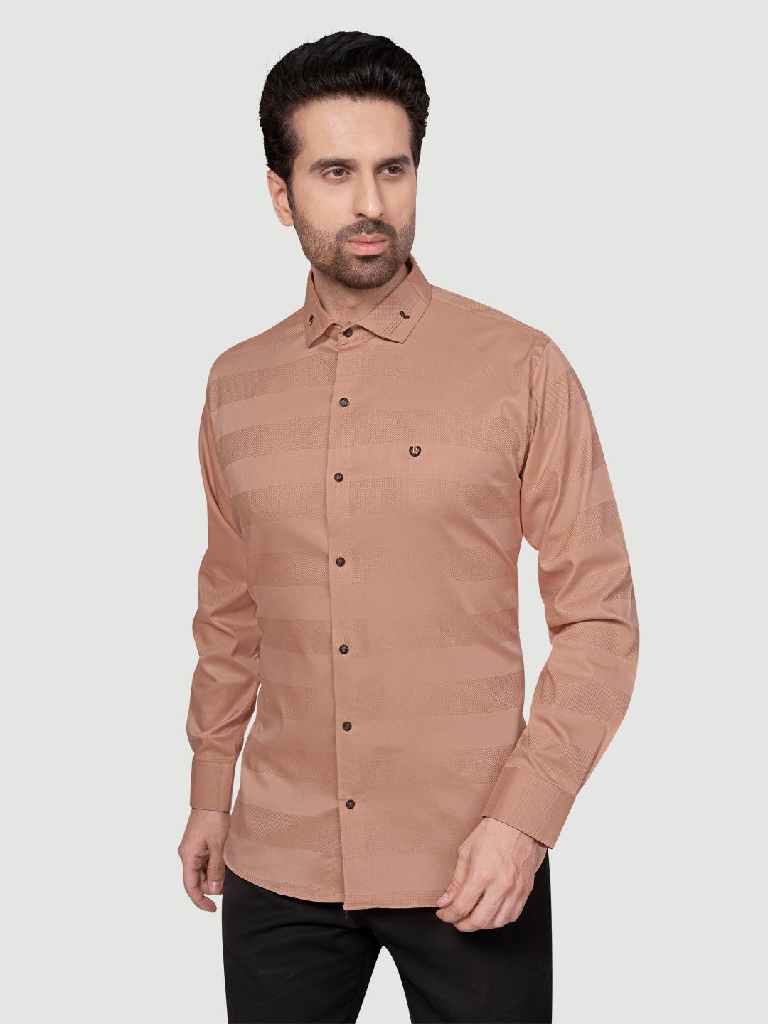 Black and White Men's Designer Shirt with Collar Accessory & Designer Broach Orange