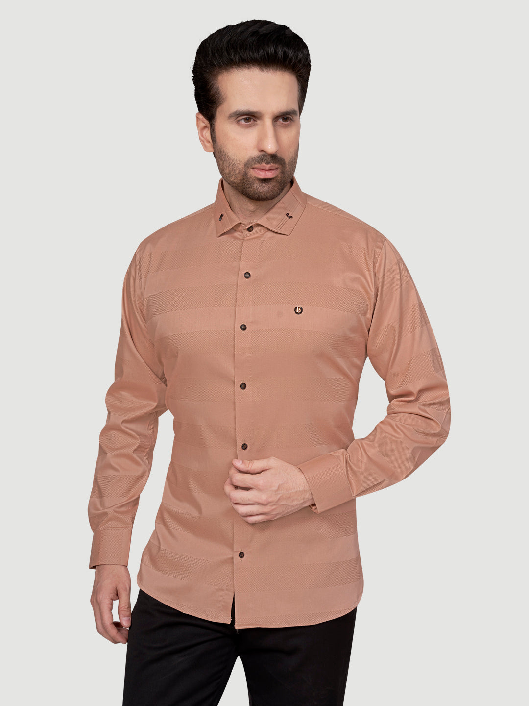 Black and White Men's Designer Shirt with Collar Accessory & Designer Broach Orange