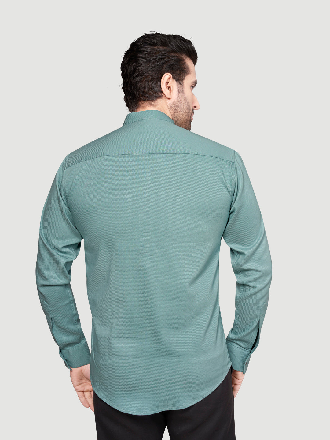 Men's Designer Short Kurta with Metal Buttons Ocean Green