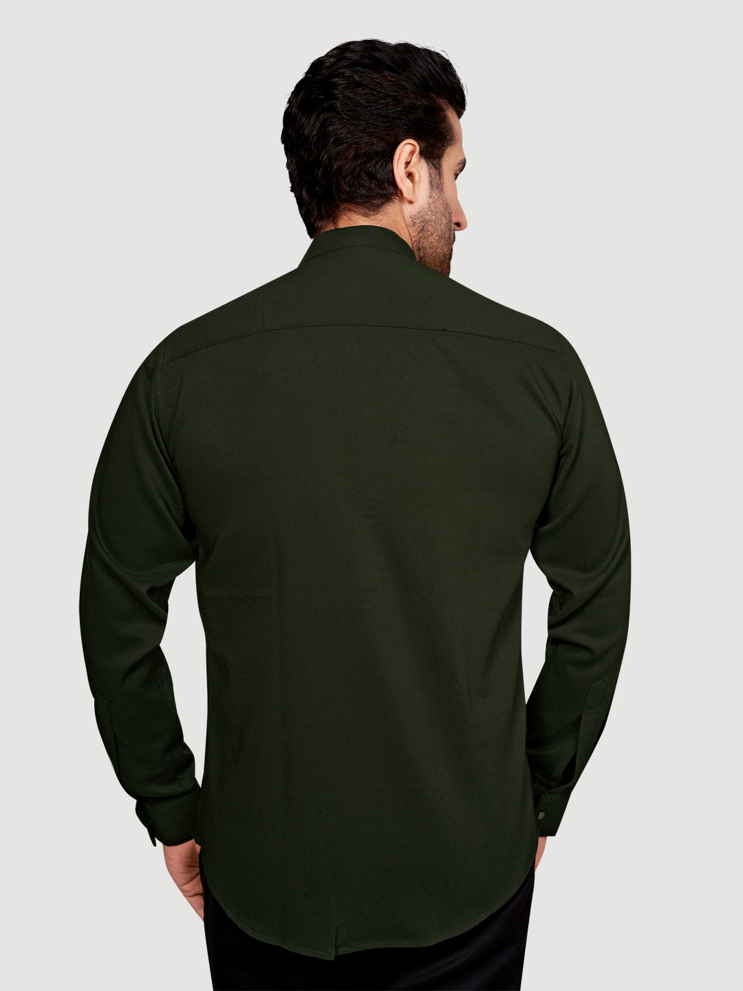 Men's Designer Short Kurta with Metal Buttons Military Green