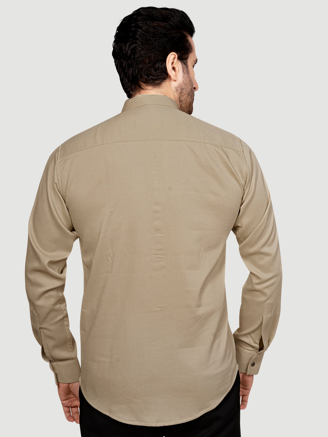 Black and White Men's Designer Short Kurta with Metal Buttons Ivory