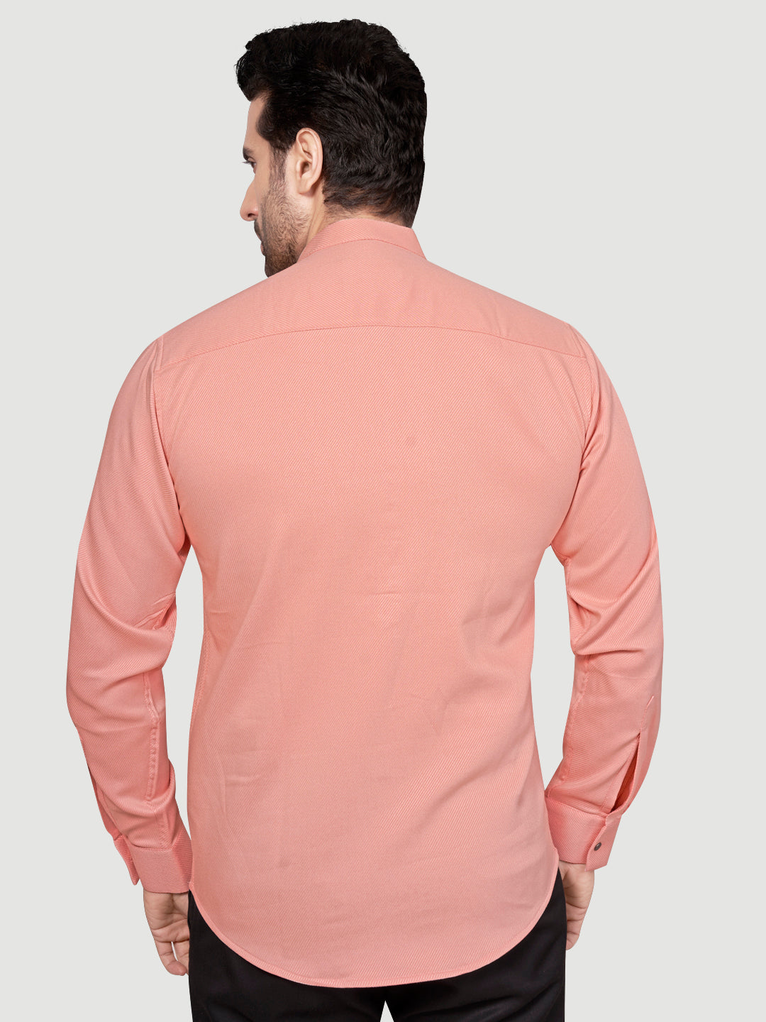 Black and White Men's Designer Short Kurta with Metal Buttons Peach