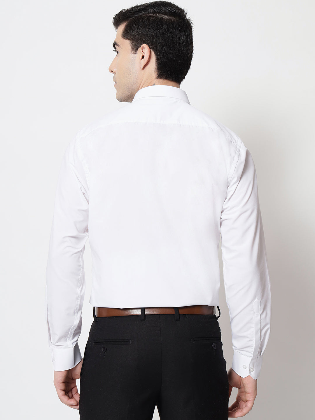 Black and White Shirts White Plain Solid Shirt