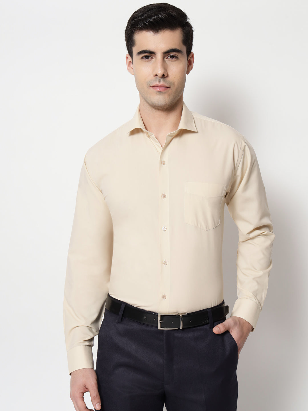 Black and White Shirts Buff Plain Solid Shirt