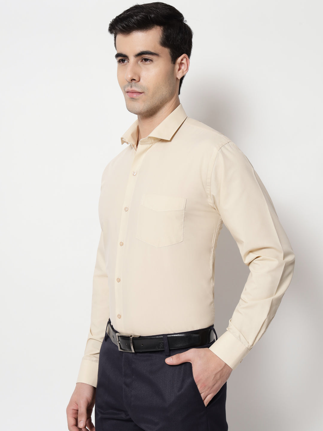 Black and White Shirts Buff Plain Solid Shirt