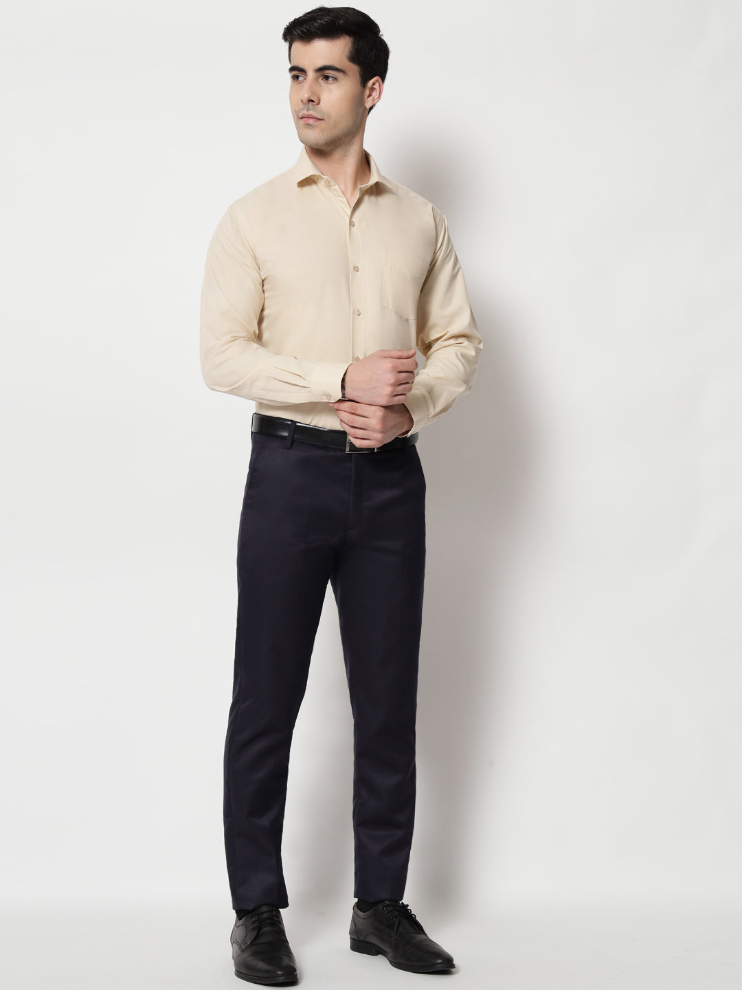Black and White Shirts Buff Plain Solid Shirt