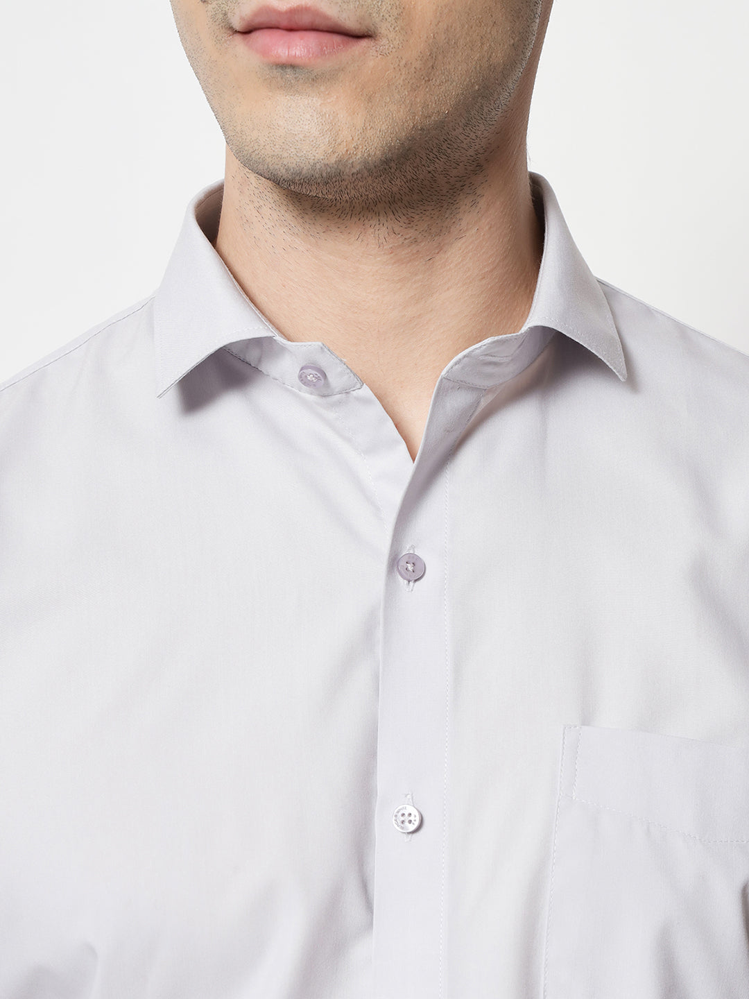 Black and White Shirts Light Grey Plain Solid Shirt