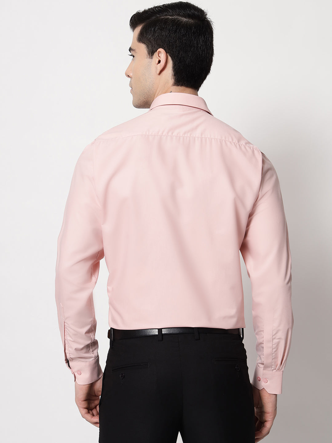 Black and White Shirts Peach Plain Solid Shirt
