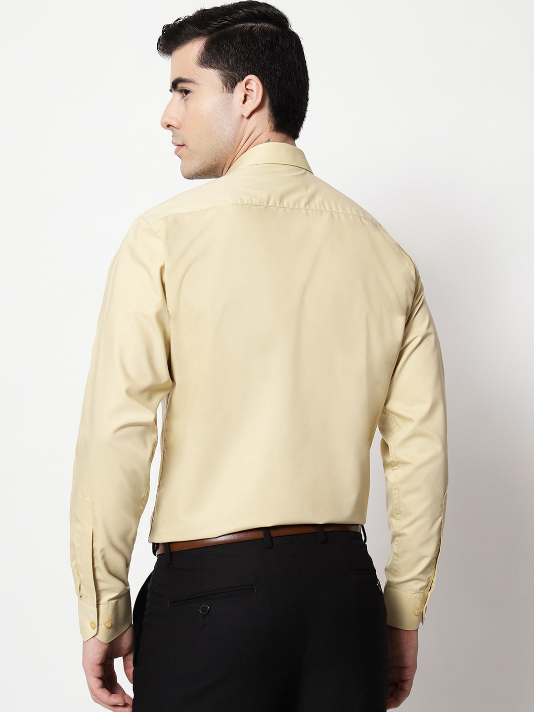 Black and White Shirts Flax Gold Plain Solid Shirt