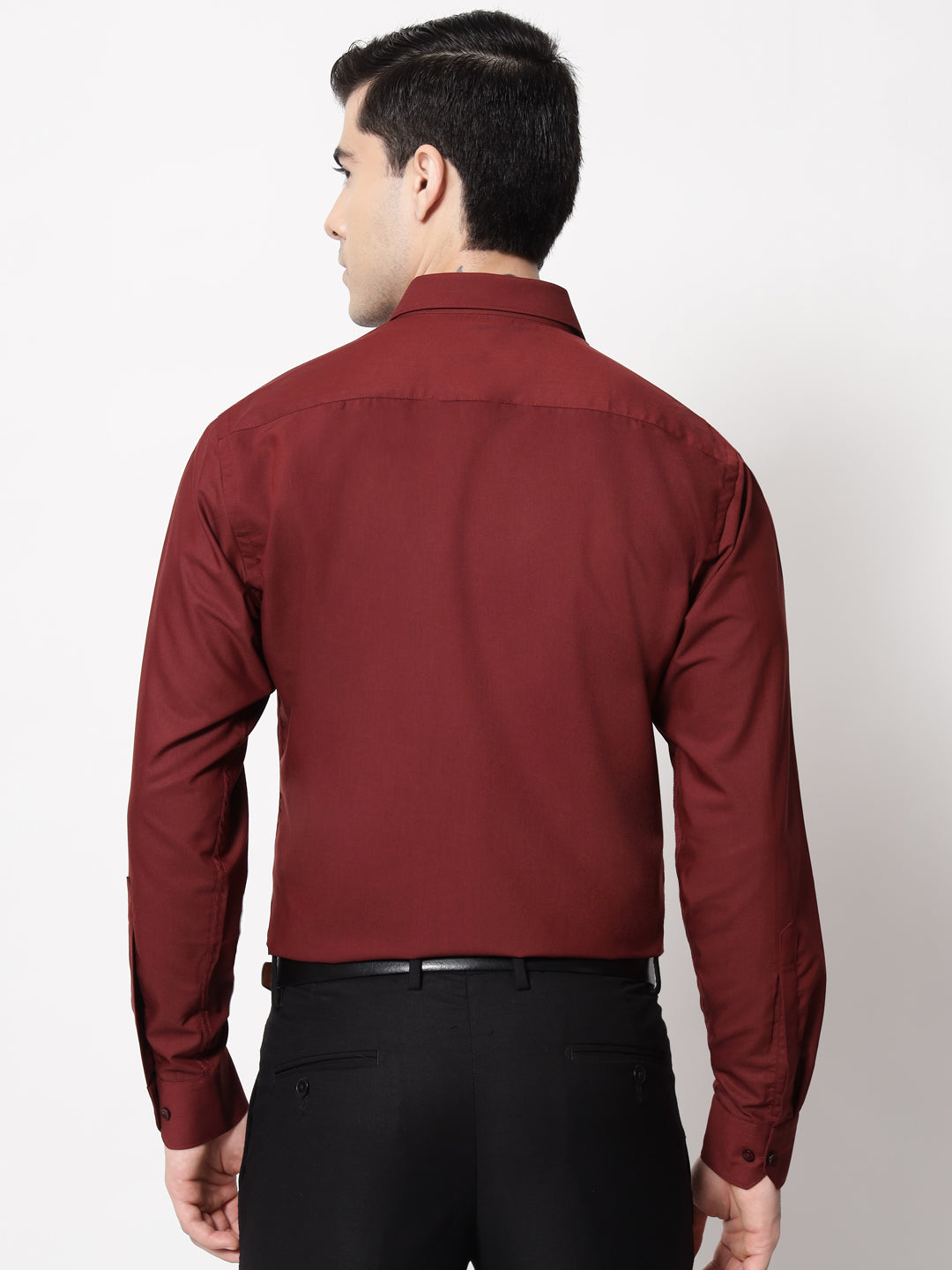 Black and White Shirts Maroon Plain Solid Shirt