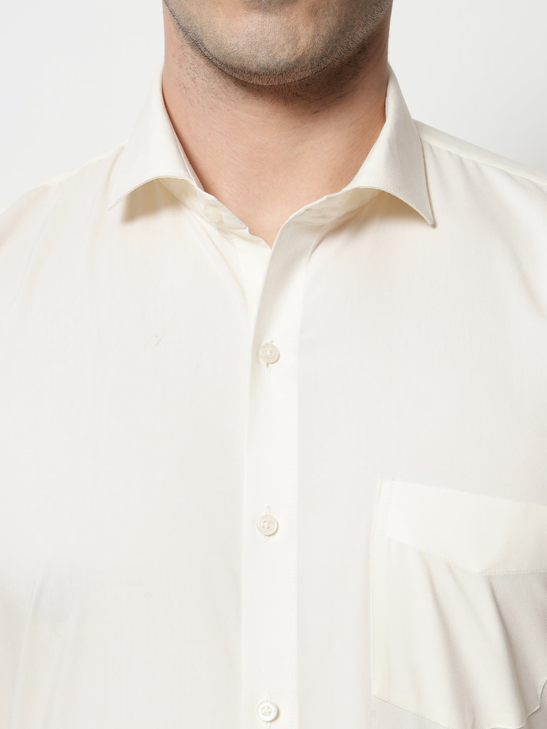 Black and White Shirts Cream Plain Solid Shirt