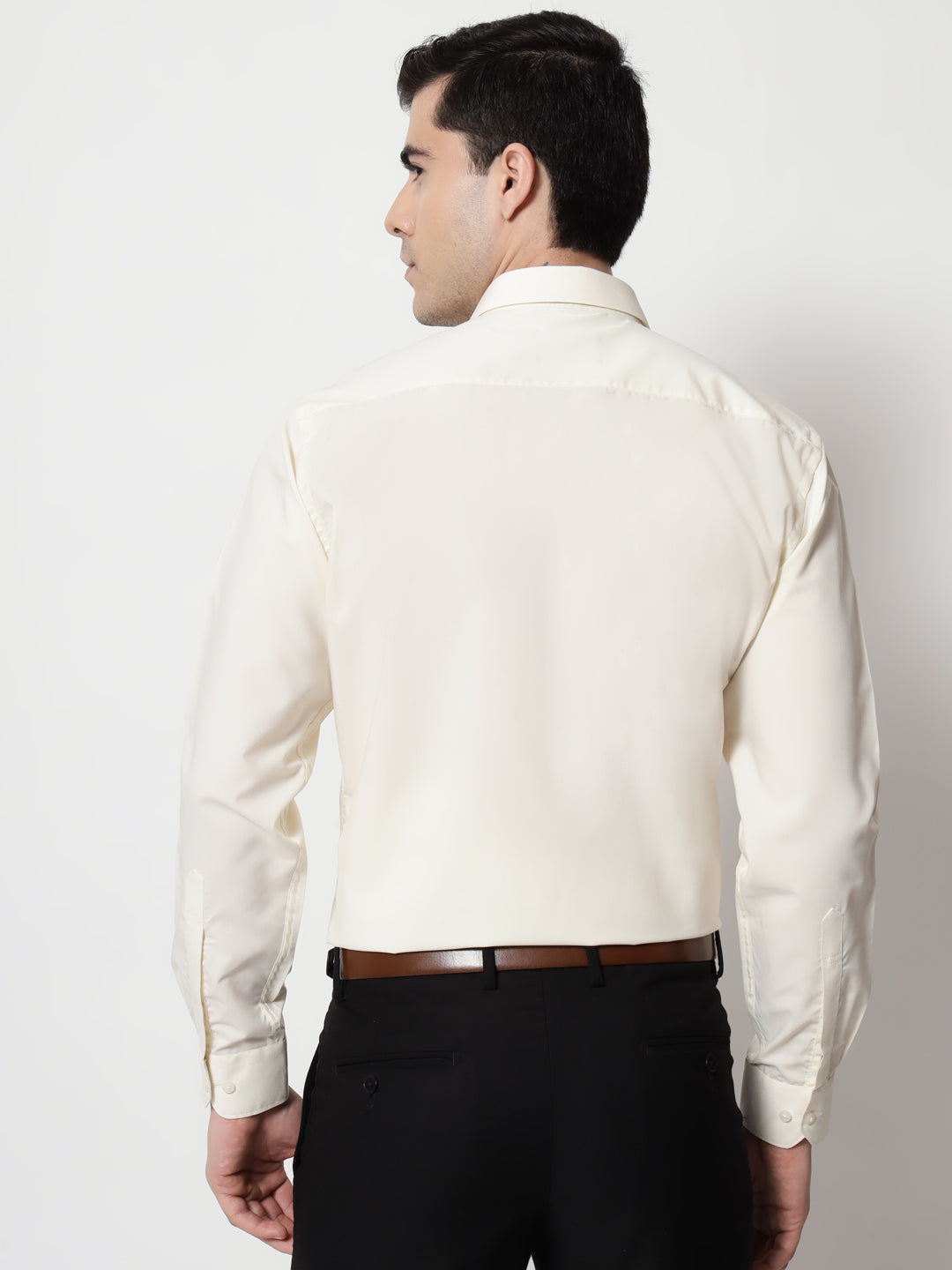 Black and White Shirts Cream Plain Solid Shirt