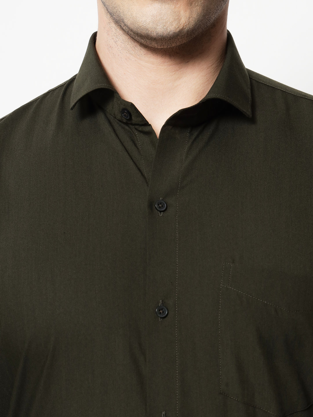 Black and White Shirts Bottle Green Plain Solid Shirt