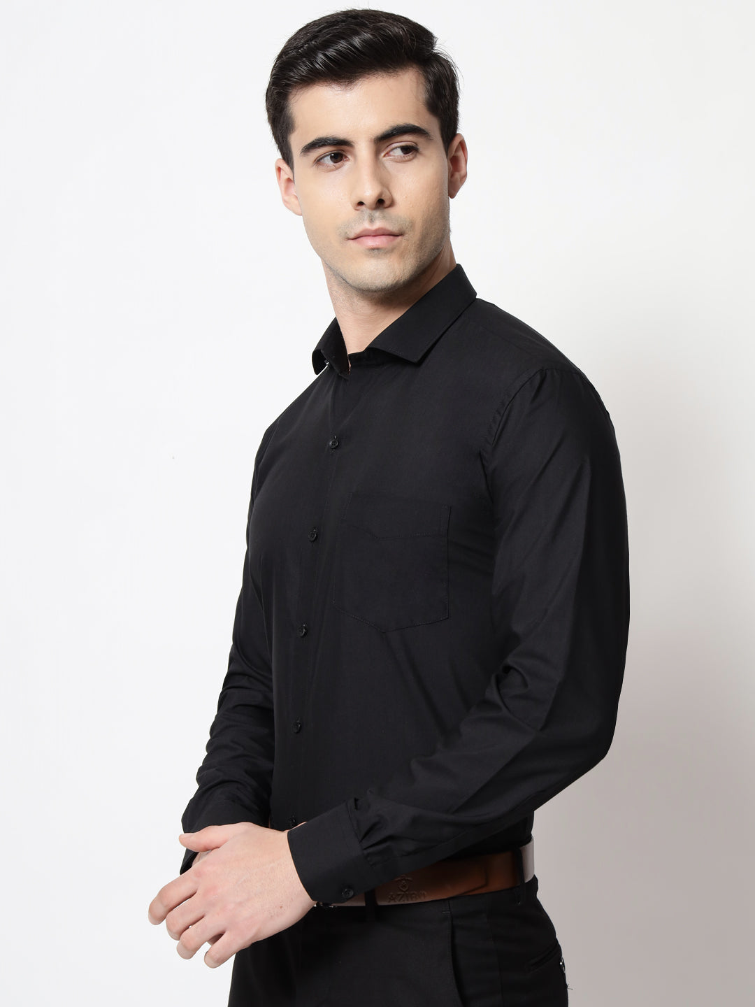 Black and White Shirts Black Plain Solid Shirt