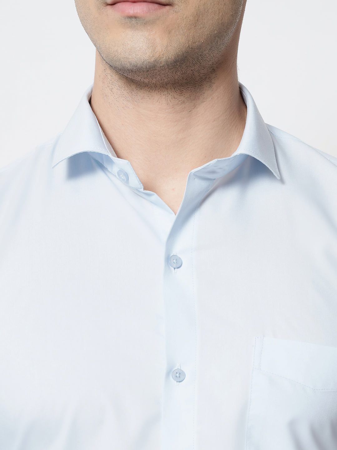 Black and White Shirts Baby Blue Plain Solid Shirt