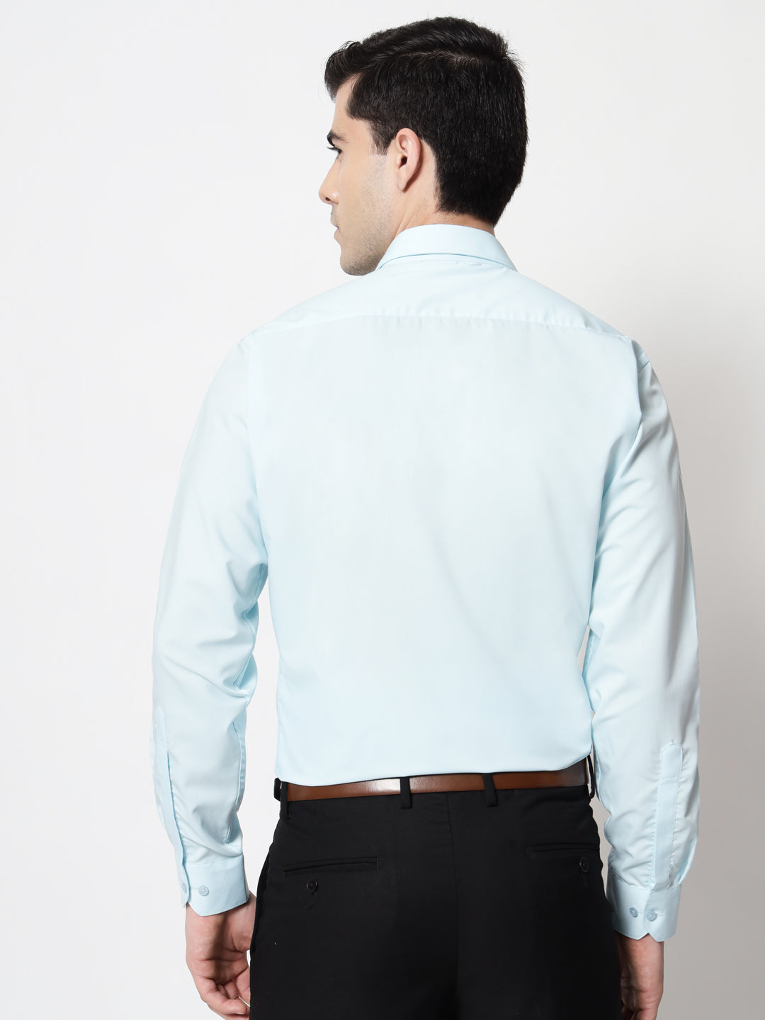 Black and White Shirts Cadet Blue Plain Solid Shirt