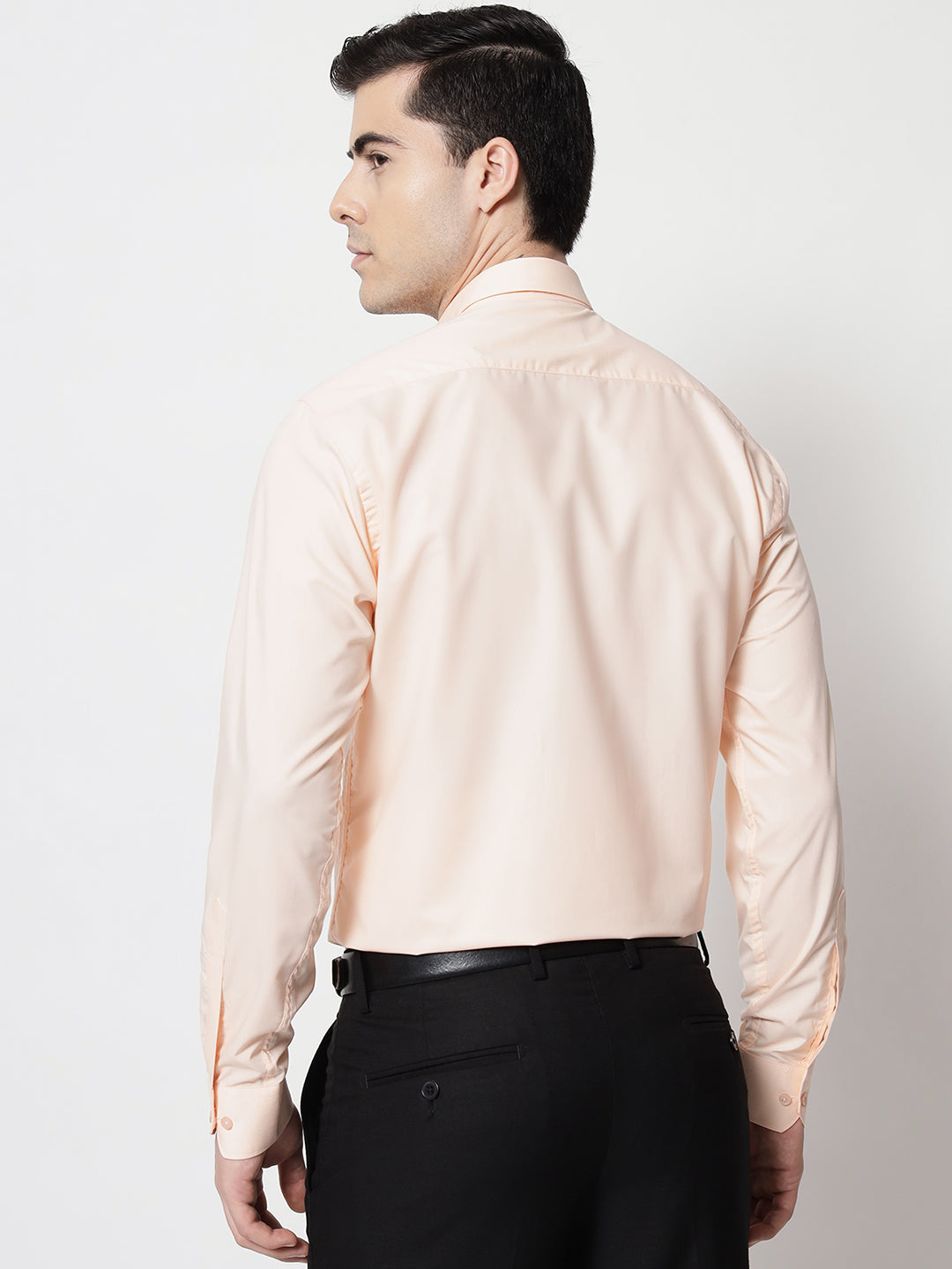 Black and White Shirts Light Peach Plain Solid Shirt