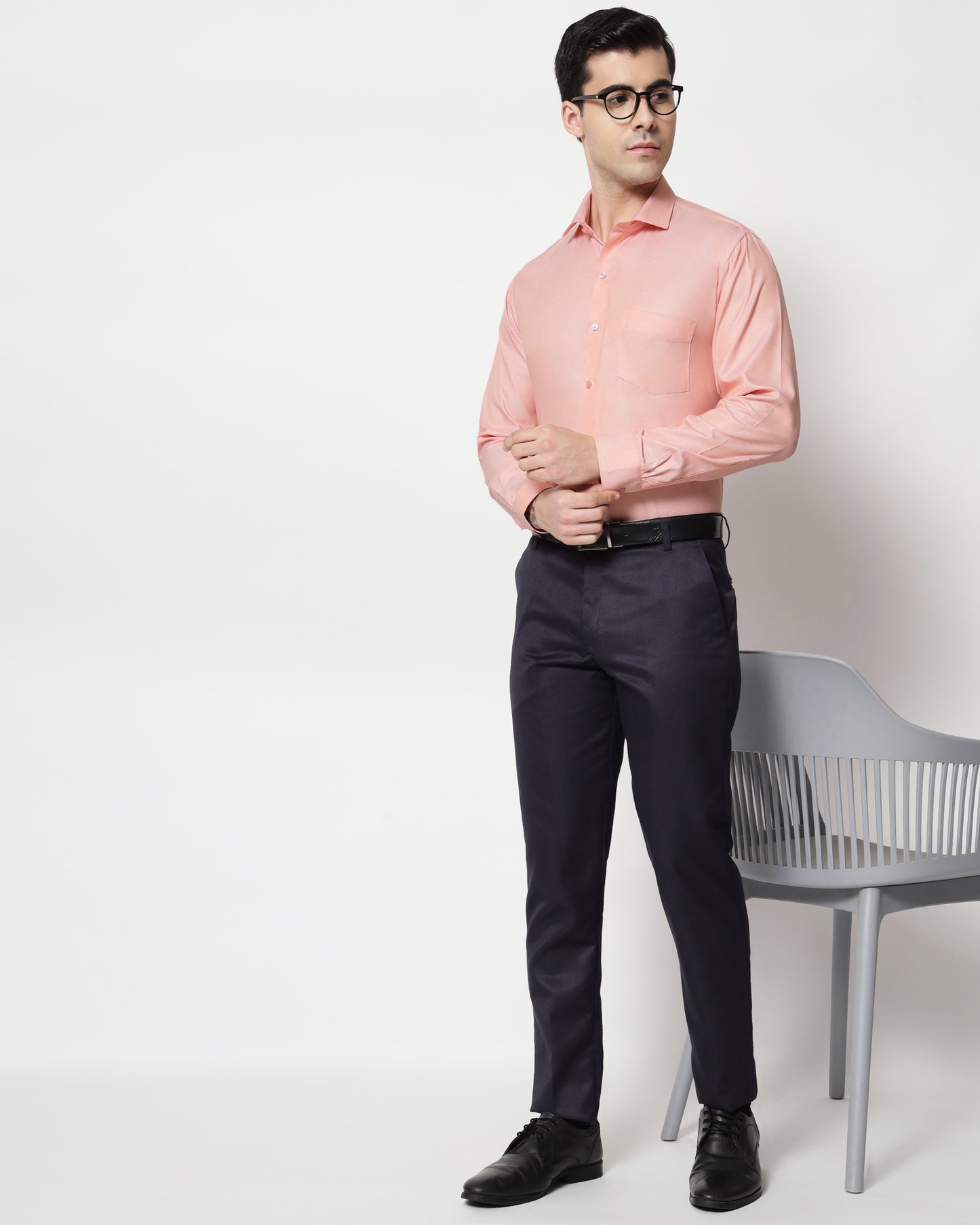 Black and White Shirts Orange Dobby Shirt