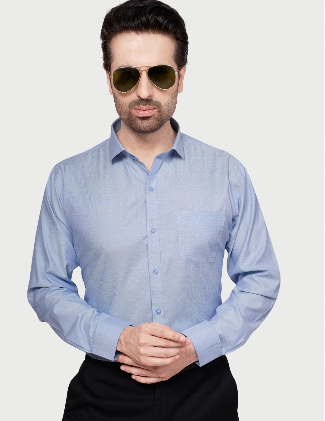 Black & White Men's Formal Shirt Blue
