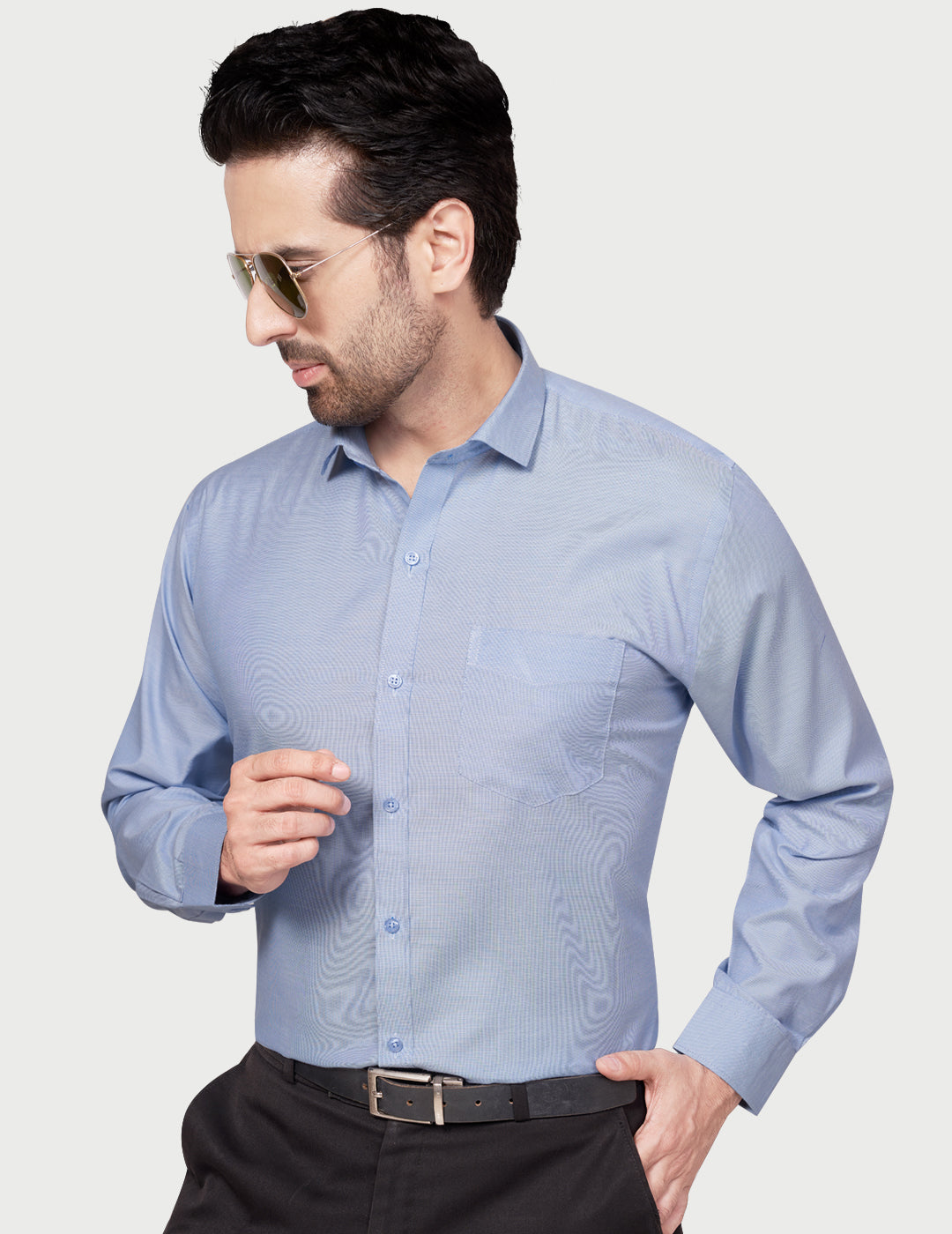 Black & White Men's Formal Shirt Blue