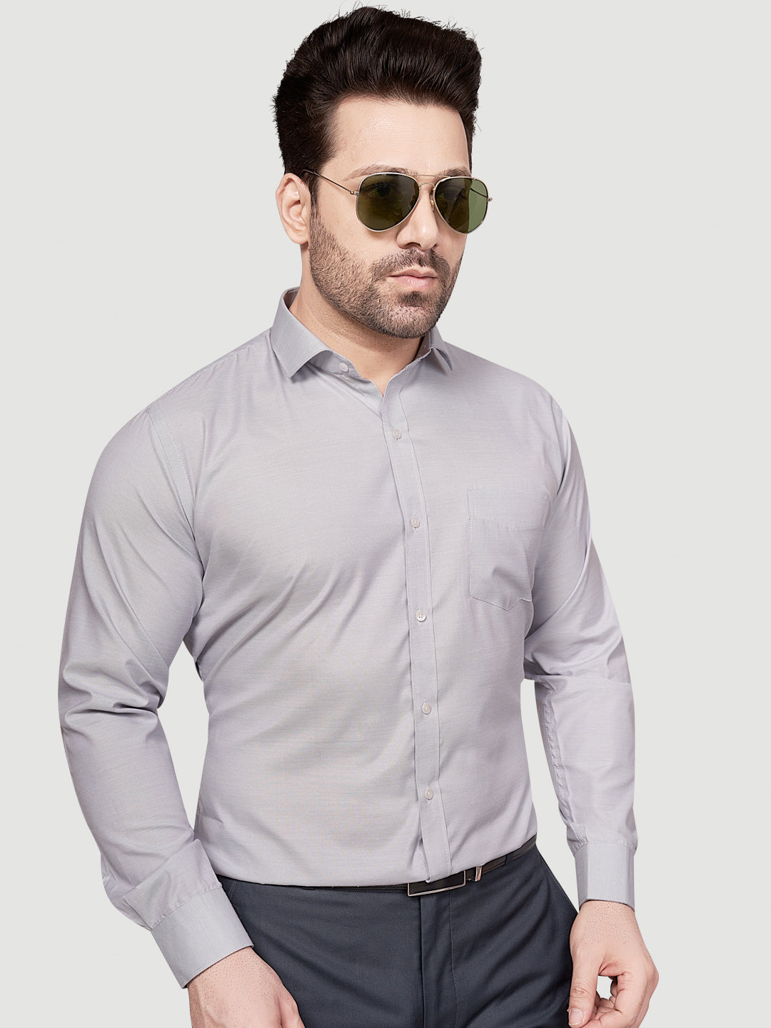 Black & White Men's Formal Shirt Grey