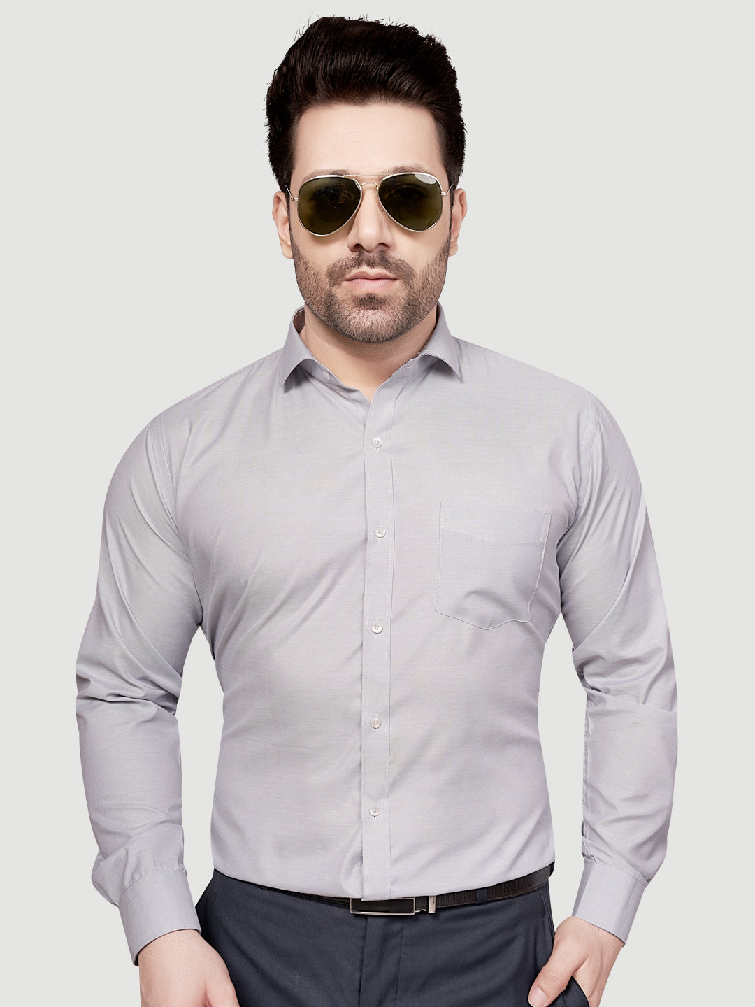 Black & White Men's Formal Shirt Grey