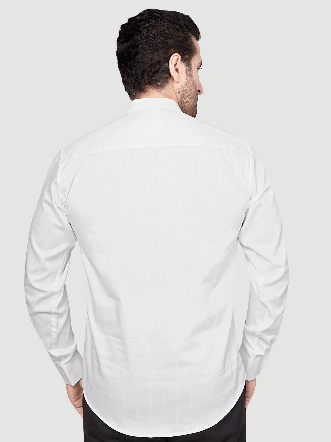 Black & White Men's Casual Short Kurta White