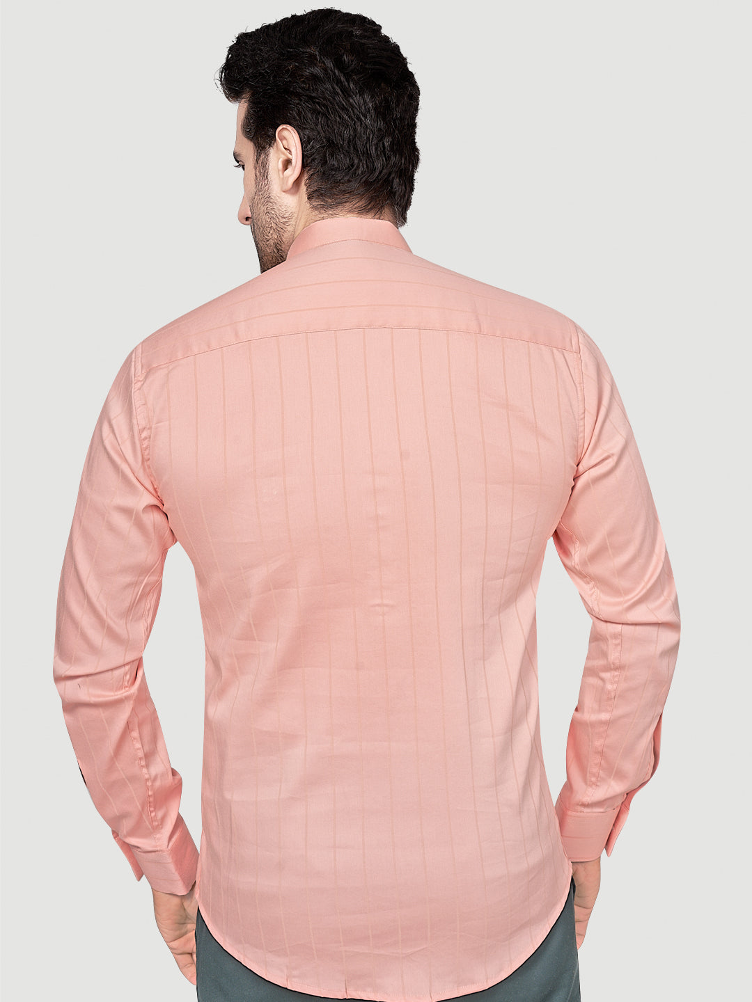 Black & White Men's Casual Short Kurta Peach