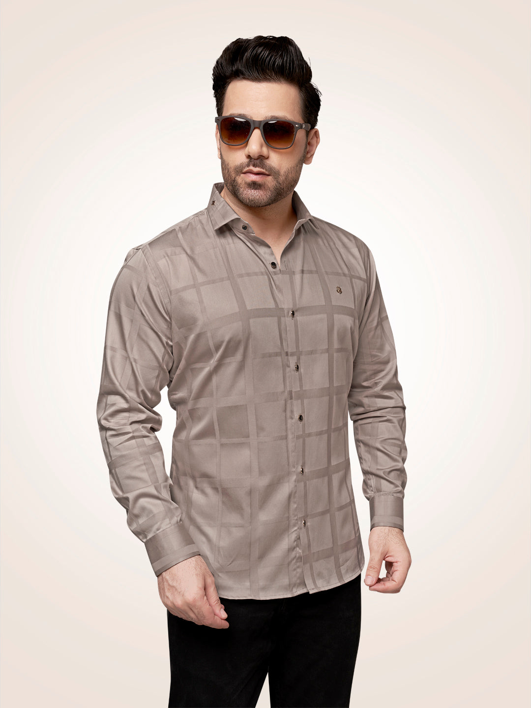 Black and White Self Checks Cocktail Shirt- Premium 60s CountsSelf Checks Cocktail Shirt- Premium 60s Counts Camel