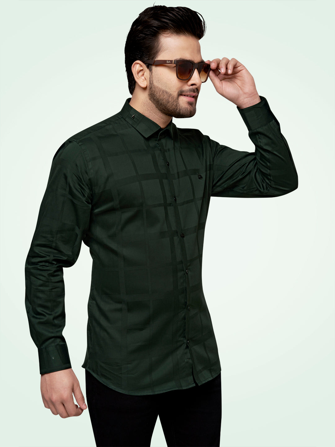 Black and White Self Checks Cocktail Shirt- Premium 60s CountsSelf Checks Cocktail Shirt- Premium 60s Counts Green