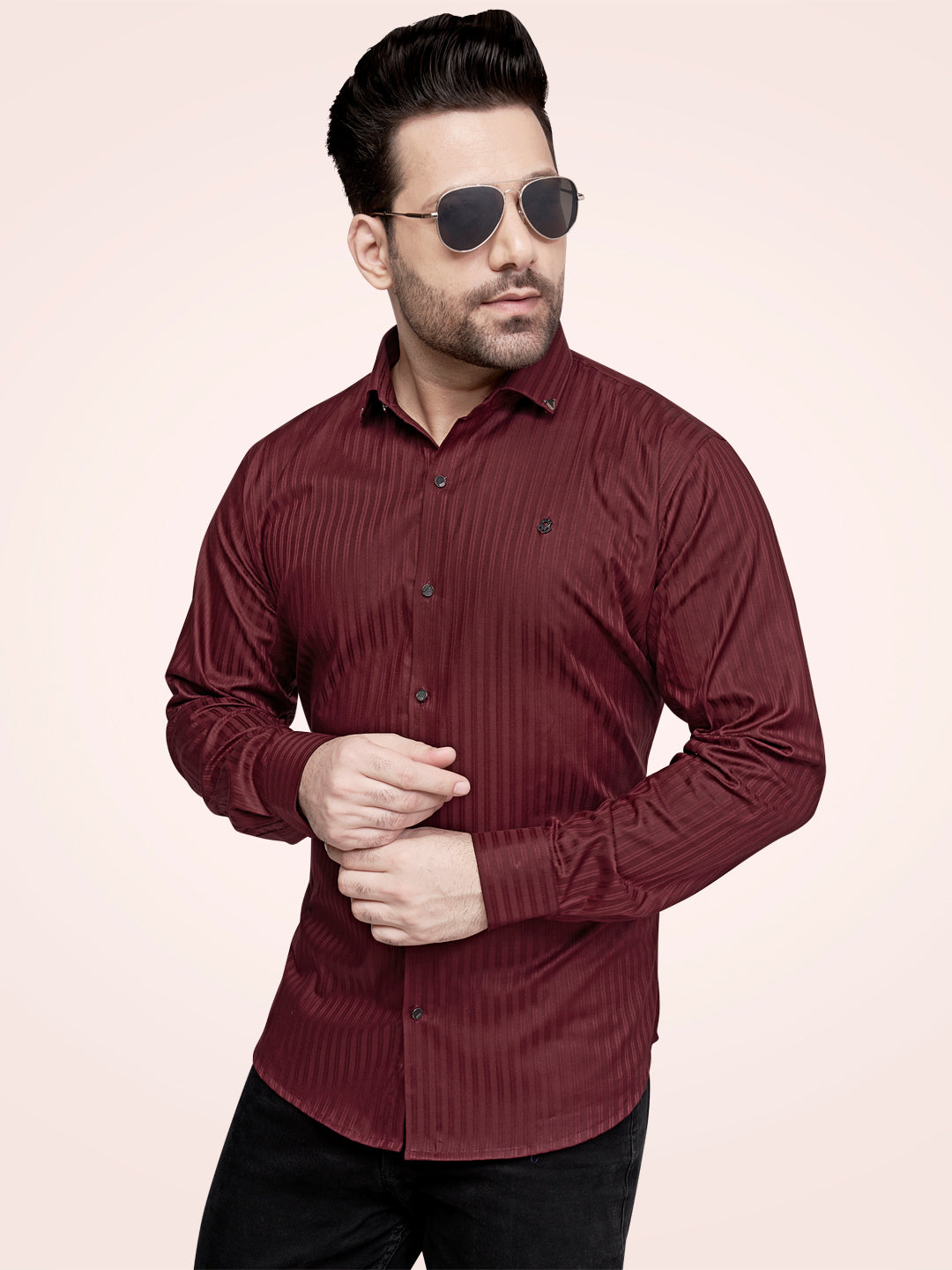Self Lining Cocktail Shirt- Premium 60s Counts-Maroon