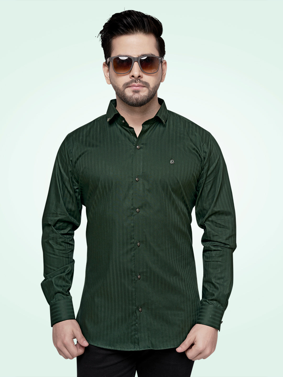 Self Lining Cocktail Shirt- Premium 60s Counts-Emerald Green