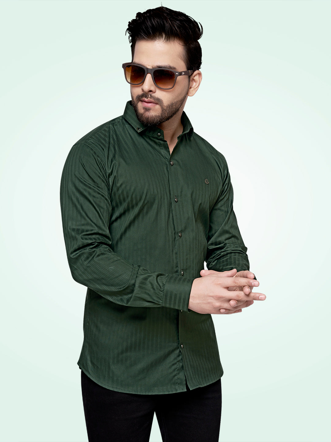 Self Lining Cocktail Shirt- Premium 60s Counts-Emerald Green