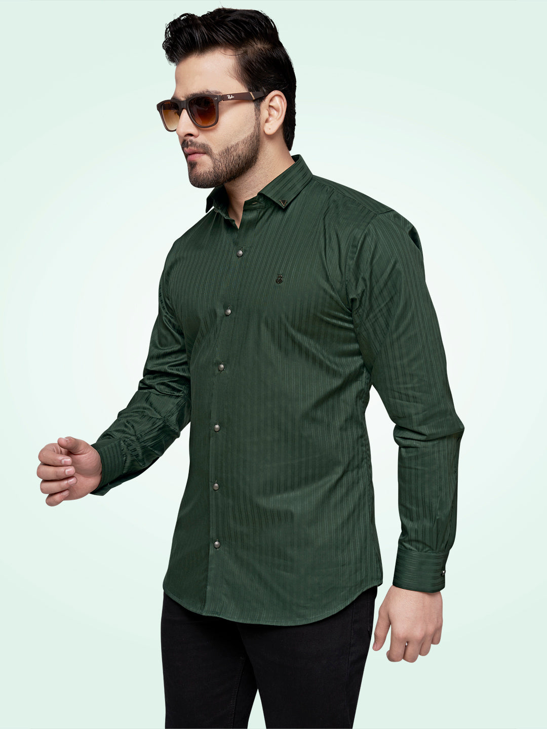 Self Lining Cocktail Shirt- Premium 60s Counts-Emerald Green