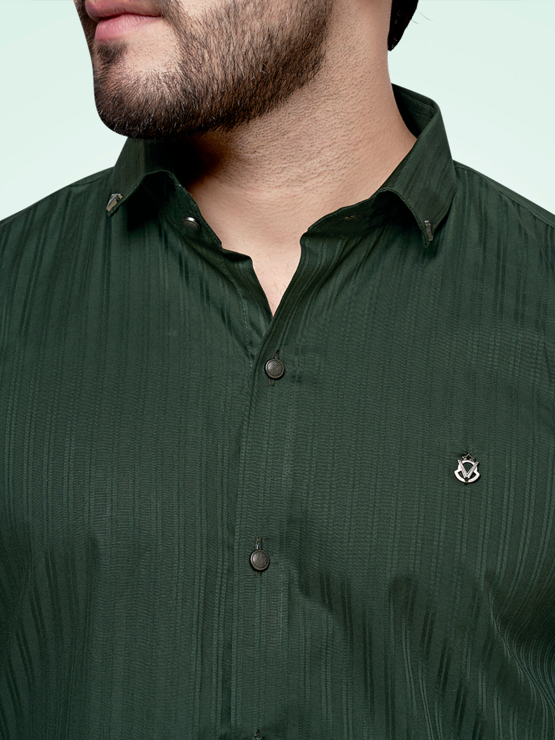 Self Lining Cocktail Shirt- Premium 60s Counts-Emerald Green