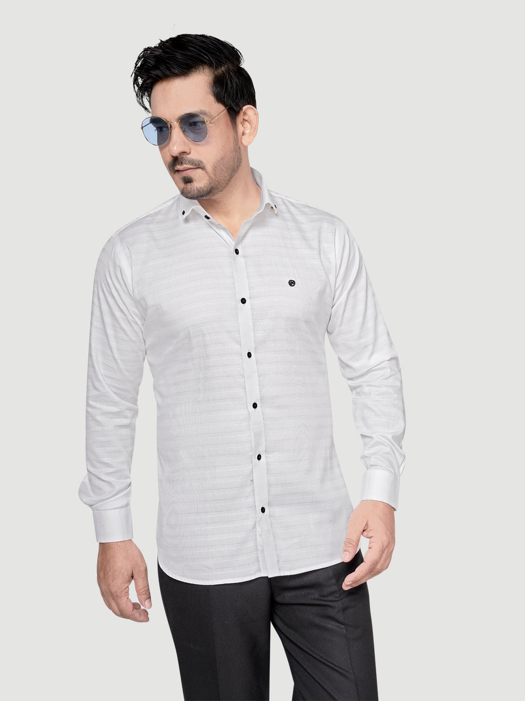 Designer Weft Shirt with Metal Buttons