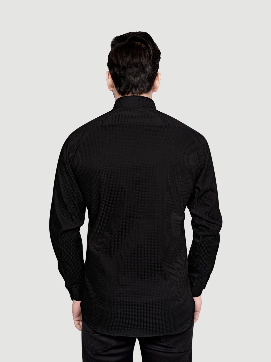 Black and white shirts Men's Designer Shirt with textured dobby fabric & Patch Black