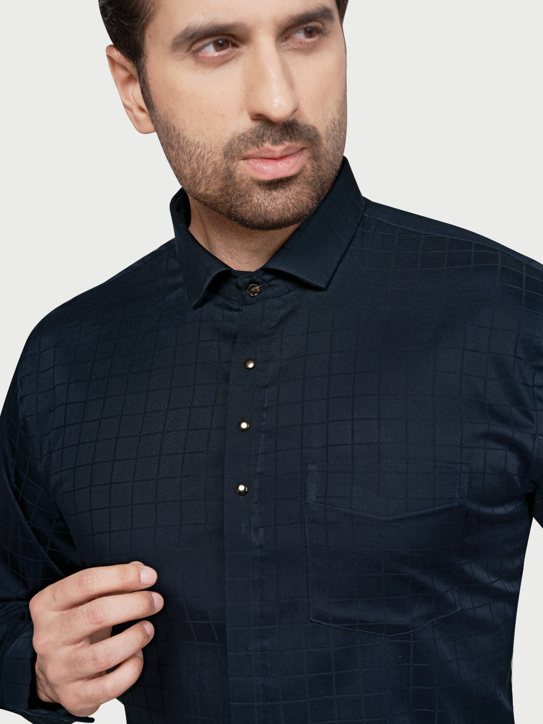 Black & White Designer Shimmer Shirt Navy Blue